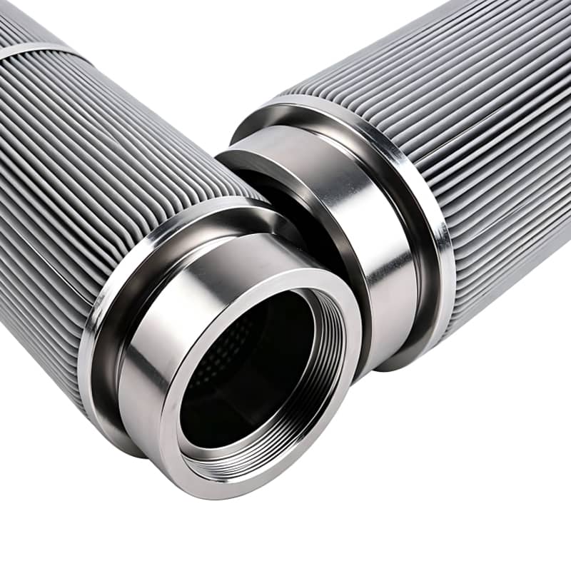 Stainless steel folded mesh filter element